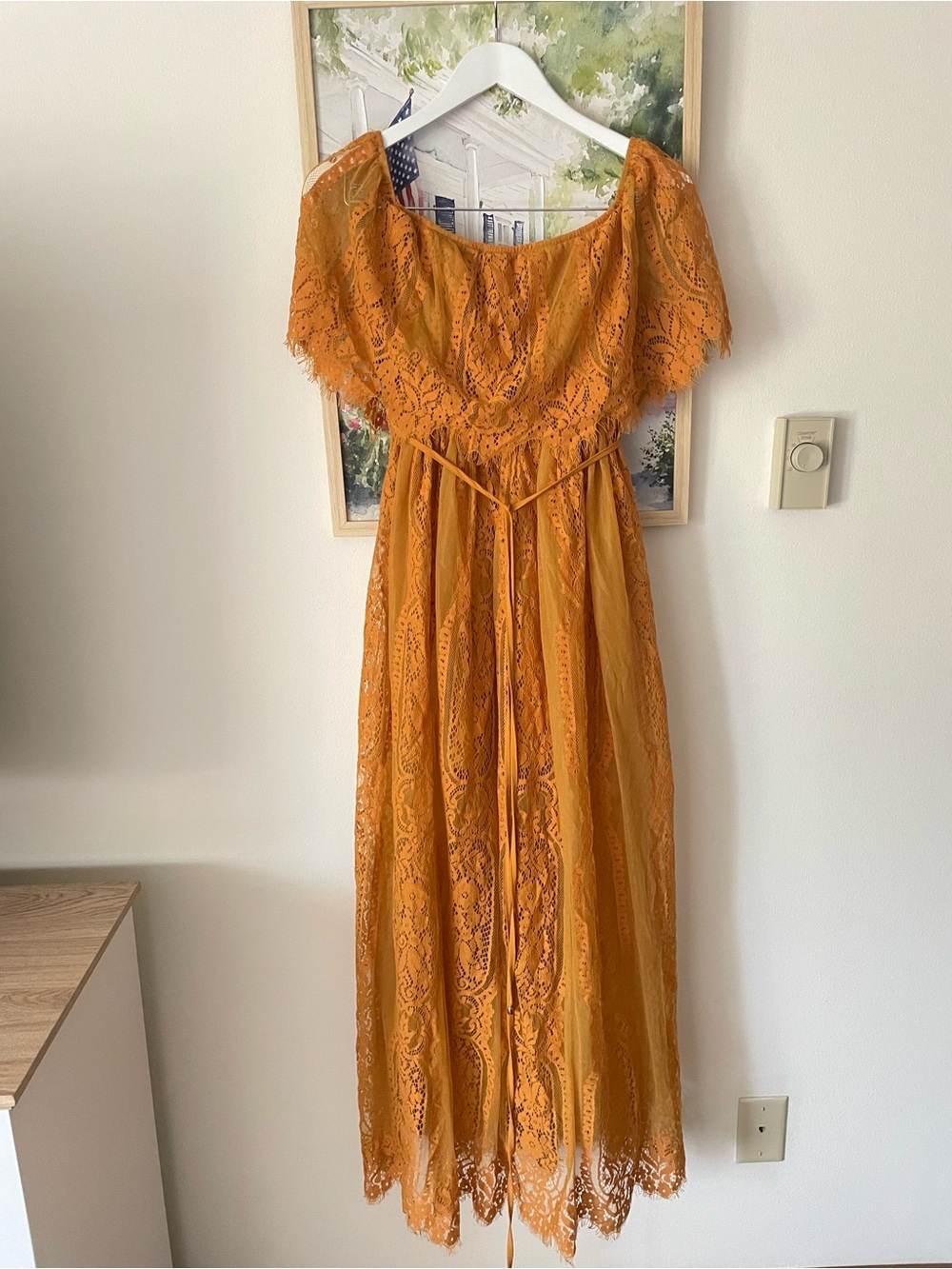 Baltic Born Caroline Lace Maxi Dress Mustard Yellow Small New - Picture 3 of 5